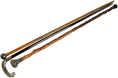 Group Of 3 Antique sterling Handles Walking Canes. Fine group of 3 antique walking canes with 
