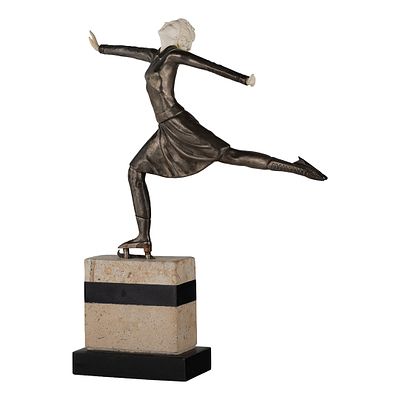 Скульптурная композиция &laquo;Фигуристка&raquo;. Франция, скульптор Фердинанд Прайс, 1920-е гг. 
Бронза 