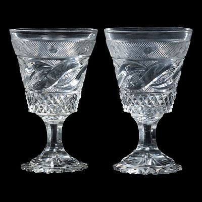 Пара бокалов &laquo;Гранного&raquo; сервиза. Санкт-Петербург, ИСЗ, 1820-1840-е гг. 
Хрусталь, выдувание 