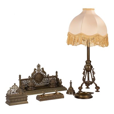 Письменный прибор в русском стиле. Москва, проект архитектора А. С. Каминского (?), бронзовая 