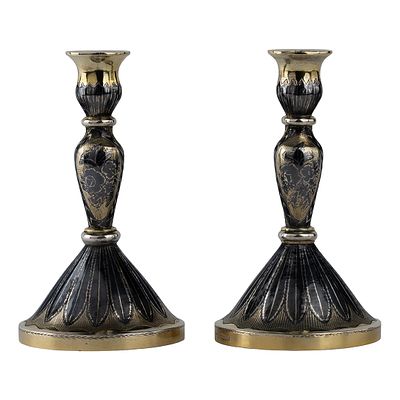 Парные серебряные черневые подсвечники. Вологда, мастер Сакердон Скрипицын, 1842 г. 
Серебро 