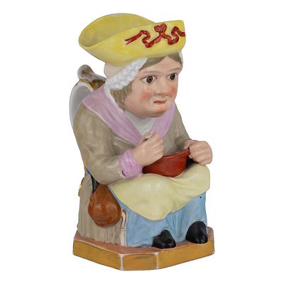 Кружка-тоби &laquo;Объедало&raquo;. Российская империя, завод братьев Корниловых (?), 1840–50-е гг. 
Фарфор 