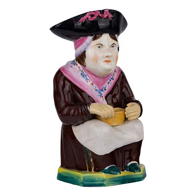 Кружка-тоби &laquo;Баба с миской&raquo; (&laquo;Объедало&raquo;). Московская губерния, Бронницкий уезд, завод Териховых 