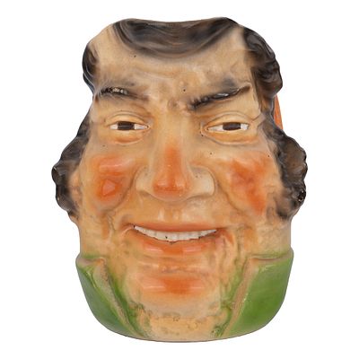 Кружка-тоби в виде головы квакера. Российская империя, завод товарищества М. С. Кузнецова, конец 