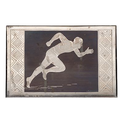 Декоративное настольное панно &laquo;Спринтер&raquo;. СССР, Златоуст, 1960. Златоустовский инструментальный 