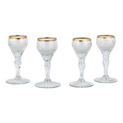 Рюмки мемориальные – марьяжные (четыре). Российская империя, Польша, конец XVIII века 
Стекло 