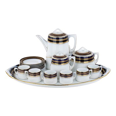 Большой чайно-кофейный сервиз на шесть персон в стиле неоклассики. Российская империя, Вербилки 