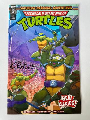 אספנות -צבי הנינג'ה - קומיקס : חוברת קומיקס חתומה של צבי הנינג'ה על ידי היוצר האגדי קוין איסטמן 