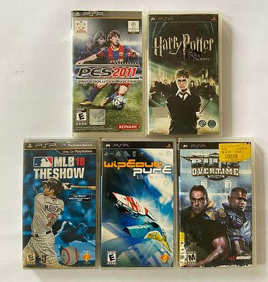 אספנות - גיימינג - פלייסטיישן : לוט של חמישה משחקים לקונסולת PSP כולם באריזה המקורית , לא נבדק 