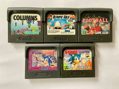 אספנות - גיימינג - SEGA GAME GEAR : לוט של חמישה משחקי סגה גיים גיר - לא נבדק AS IS