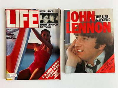 אספנות - ג׳ון לנון והביטלס : גיליון מיוחד של הסאנדיי טיימס לזכר ג׳ון לנון , וגיליון life עם 