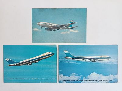 אספנות צילומים וגלויות : לוט של שלוש גלויות וינטאג' של אלעל עם מטוסי בואינג 747