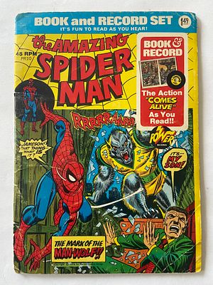 אספנות - קומיקס - יקום מרוול - ספיידרמן : חוברת קומיקס עם תקליט של ספיידרמן - THE MARK OF MAN WOLF