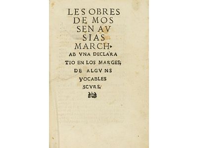 1543. LIBRO. (LITERATURA VALENCIANA). MARCH, AUSIAS:. 