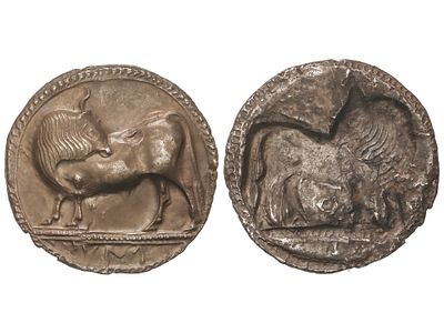 MONEDAS GRIEGAS. Estátera. 530-510 a.C. 