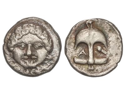 MONEDAS GRIEGAS. Dracma. 450-400 a.C. APOLONIA 