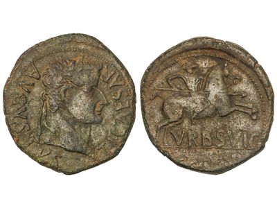 MONEDAS HISP&Aacute;NICAS. As. 14 d.C. TIBERIO. 