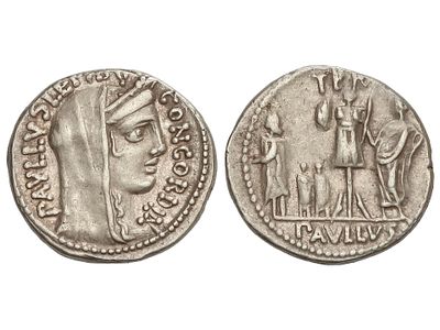 REP&Uacute;BLICA ROMANA. Denario. 62 a.C. AEMILIA. 