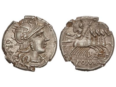 REP&Uacute;BLICA ROMANA. Denario. 136 a.C. ANTESTIA. 