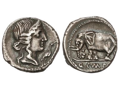 REP&Uacute;BLICA ROMANA. Denario. 81 a.C. CAECILIA. 