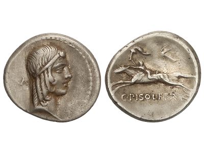 REP&Uacute;BLICA ROMANA. Denario. 64 a.C. CALPURNIA. 