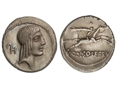 REP&Uacute;BLICA ROMANA. Denario. 64 a.C. CALPURNIA. 