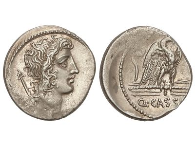 REP&Uacute;BLICA ROMANA. Denario. 55 a.C. CASSIA. 