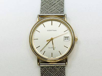 Zegarek męski/unisex Certina Quartz 33 mm. Zegarek pozłacany, kwarcowy, z datownikiem, WR30M.