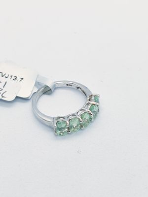 Pierścionek z 5 amblygonitami 2.10 ct, srebro 925, certyfikat RocksTV. Pierścionek ze srebra z