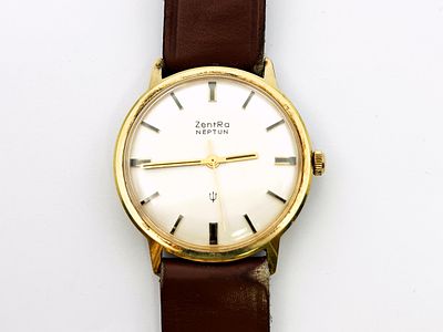 Zegarek męski ZentRa Neptun 34.5 mm. Zegarek pozłacany, mechaniczny. Zegarek na chodzie. Stan