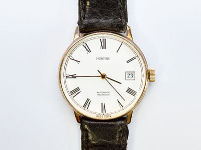 Zegarek męski Montine Automatic 34 mm. Zegarek pozłacany, automatyczny, z datownikiem. Zegarek 