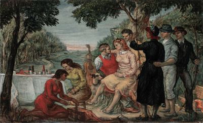 Albert Pels (1910-1998) - ALBERT PELS (1910-1998) OIL ON CANVAS 'THE PICNIC'. Albert Pels 