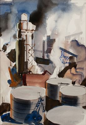 Elliot O'Hara (1890-1969) - ELLIOT O'HARA (1890-1969) INDUSTRIAL COMPLEX SCENE. Elliot O'Hara 