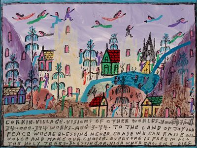 Howard Finster (Georgia, 1916-2001) - HOWARD FINSTER (1916-2001) PAINTING ON PANEL. Howard Finster 