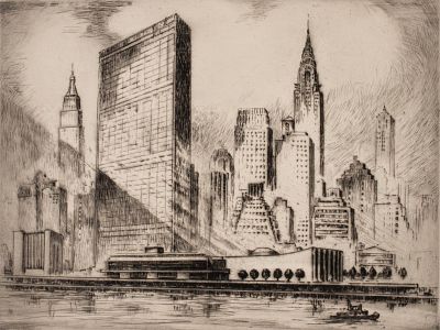 LOWELL AND BEECHER PENCIL SIGNED PRINTS FOR THE AAA. 1. Nat Lowell (1880-1956) The United 
