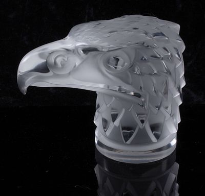 Rene Lalique - A FRENCH CRYSTAL EAGLE HEAD MASCOT SIGNED LALIQUE. Rene Lalique Late 20th Century 