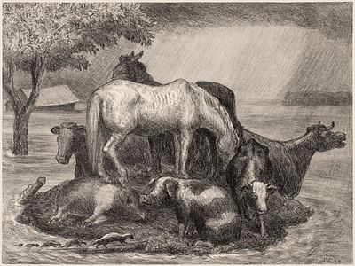 John Steuart Curry (Kansas, 1897-1946) - JOHN STEUART CURRY (1897-1946) 1944 AAA LITHOGRAPH. John 