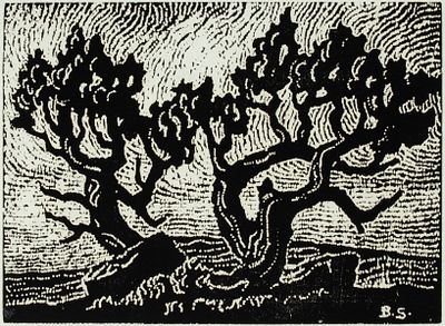 Birger Sandzen (Kansas, 1871-1954) - BIRGER SANDZEN (1871-1954) PENCIL SIGNED BLOCK PRINT. Birger 