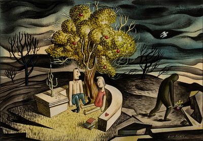 Arthur M. Kraft (Missouri, 1922-1977) - ARTHUR KRAFT (1922-1977) EARLY MIXED MEDIA WITH VERSE. Arthu 