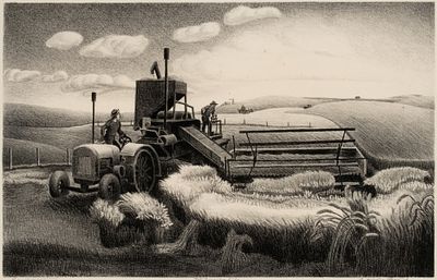 Aaron Gunn Pyle (Nebraska, 1903-1972) - AARON PYLE (1903-1972) PENCIL SIGNED LITHOGRAPH. Aaron Gunn 