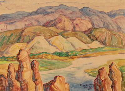 Birger Sandzen (Kansas, 1871-1954) - BIRGER SANDZEN WATERCOLOR IN CLAYTON STAPLES FRAME. Birger 