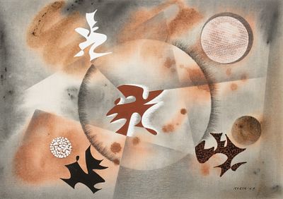 Medard P. Klein (1905-2002) - MEDARD KLEIN (1905-2002) MIXED MEDIA ON FABRIC. Medard P. Klein 