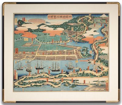 Utagawa Sadahide (1807-1873) - UTAGAWA SADAHIDE (1807-1873) 30X34 INCH WOODBLOCK PRINT. Utagawa 