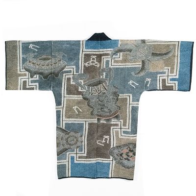 JAPANESE RITUAL IMPLEMENTS FIREMAN'S COAT, ADAIR ESTATE. A rare and outstanding 19th century 