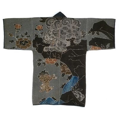 JAPANESE GUARDIAN LION FIREFIGHTER JACKET, ADAIR ESTATE. The rare 19th century firefighter's 