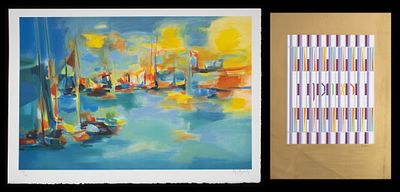 MOULY AND AGAM PENCIL SIGNED PRINTS. 1. Marcel Mouly (1918-2008), Port Soleil Couchant. The 