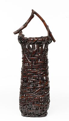 IMPORTANT 1927 MT. FUJI JAPANESE BASKET, ADAIR ESTATE. The tall, slightly waisted rectangular 