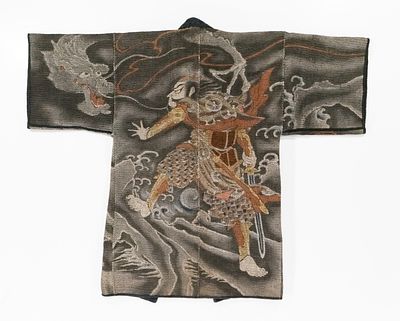 A STRIKING SAMURAI & DRAGON JAPANESE ''FIREMAN'S'' COAT. The rare and brilliantly decorated 19th 