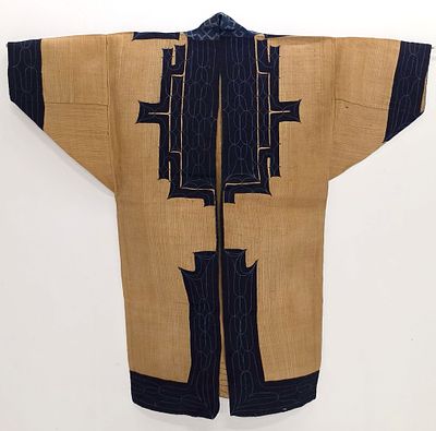 A FINE AND RARE JAPANESE AINU ELM BARK CEREMONIAL ROBE. This noteworthy example is made with the 