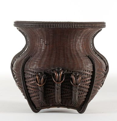 JAPANESE PEONY BASKET ATTR CHIKUYUSAI, ADAIR COLLECTION. The extraordinary example of multiple 
